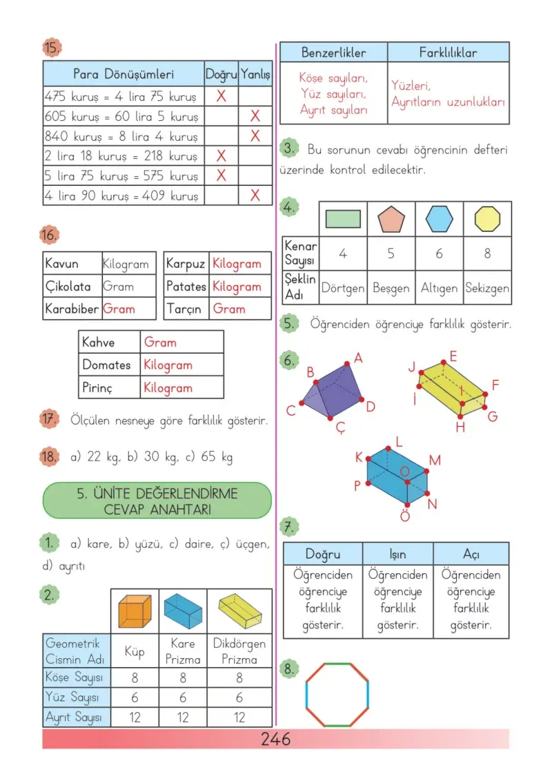 3. Sınıf Matematik Ders Kitabı Cevapları Meb Yayınları Sayfa 246