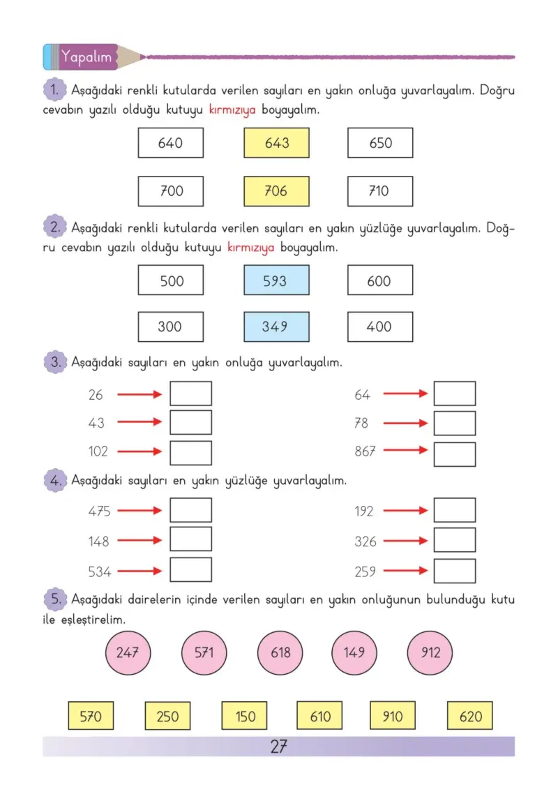 3. Sınıf Matematik Ders Kitabı Cevapları Meb Yayınları Sayfa 27