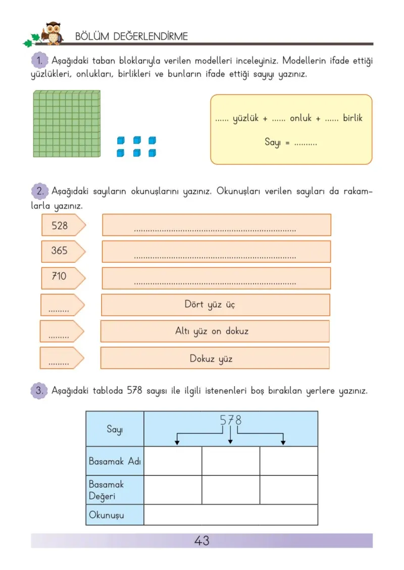 3. Sınıf Matematik Ders Kitabı Cevapları Meb Yayınları Sayfa 43