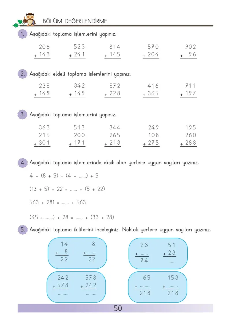 3. Sınıf Matematik Ders Kitabı Cevapları Meb Yayınları Sayfa 50