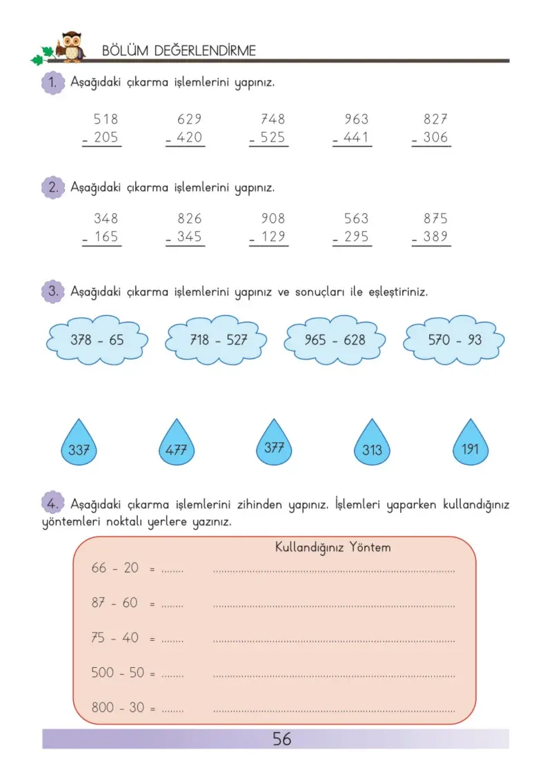 3. Sınıf Matematik Ders Kitabı Cevapları Meb Yayınları Sayfa 56