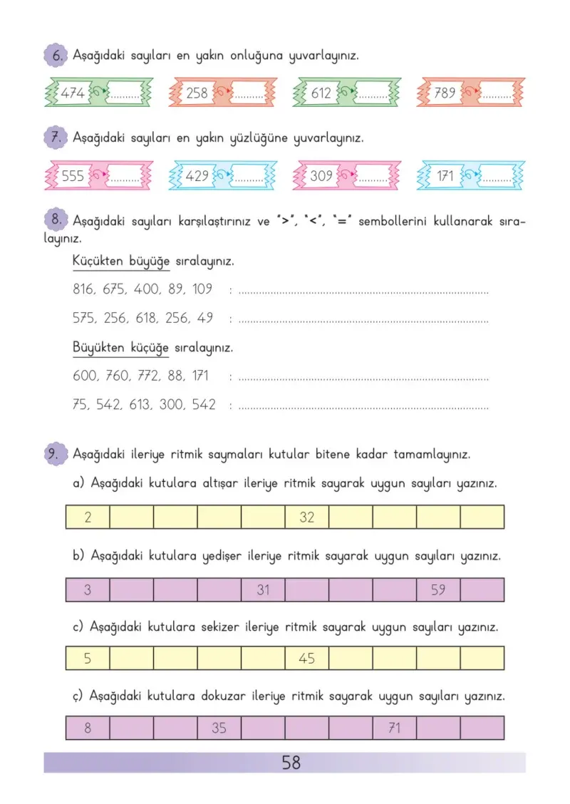 3. Sınıf Matematik Ders Kitabı Cevapları Meb Yayınları Sayfa 58
