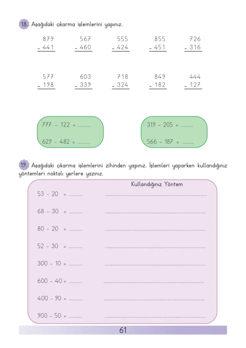 3. Sınıf Matematik Ders Kitabı Cevapları Meb Yayınları Sayfa 61