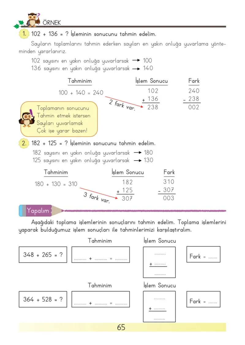 3. Sınıf Matematik Ders Kitabı Cevapları Meb Yayınları Sayfa 65