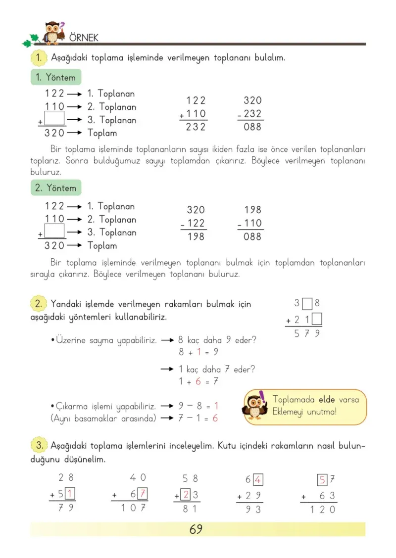 3. Sınıf Matematik Ders Kitabı Cevapları Meb Yayınları Sayfa 69