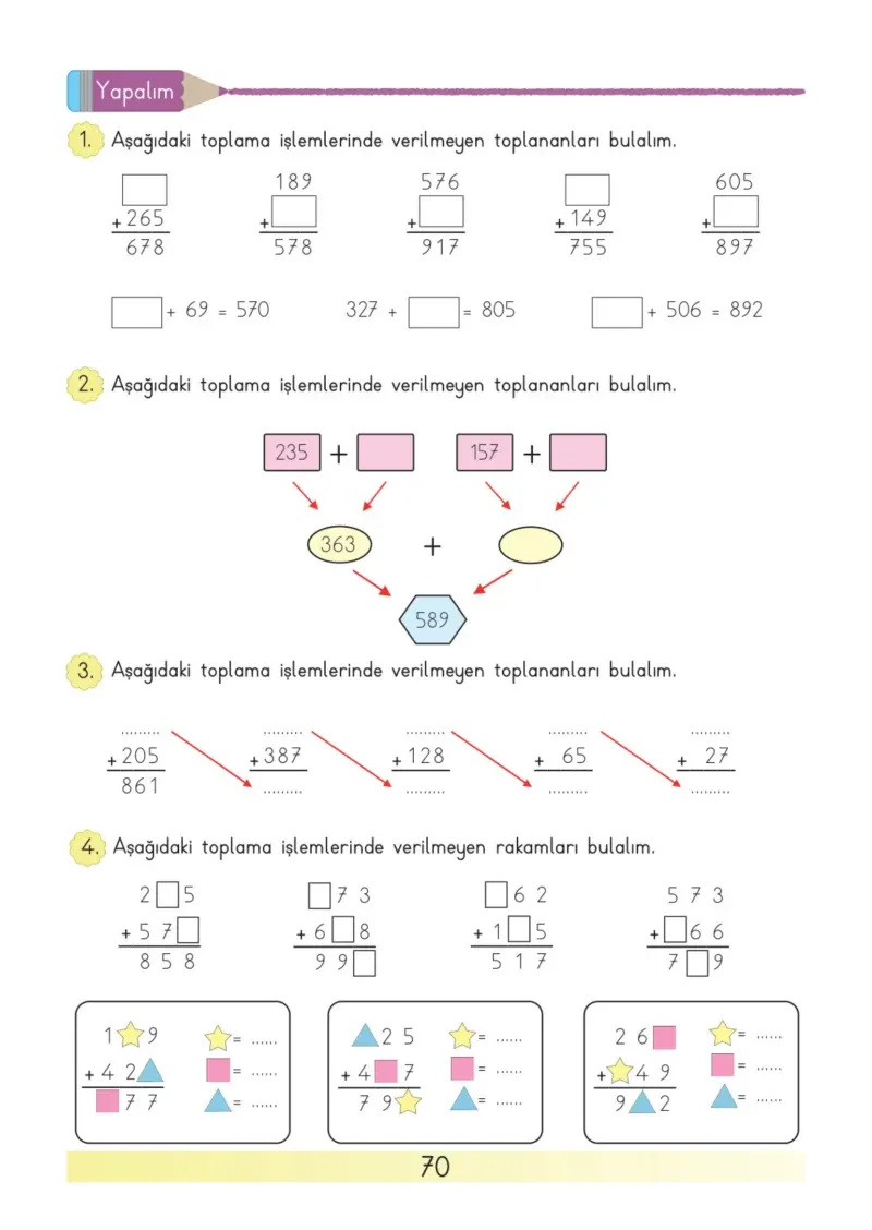3. Sınıf Matematik Ders Kitabı Cevapları Meb Yayınları Sayfa 70