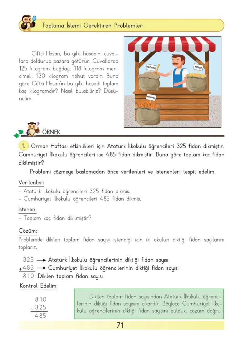 3. Sınıf Matematik Ders Kitabı Cevapları Meb Yayınları Sayfa 71