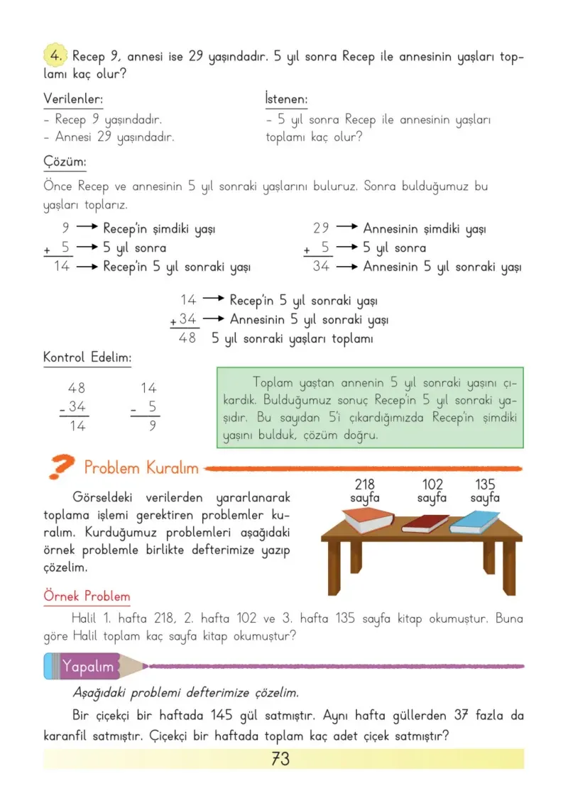 3. Sınıf Matematik Ders Kitabı Cevapları Meb Yayınları Sayfa 73