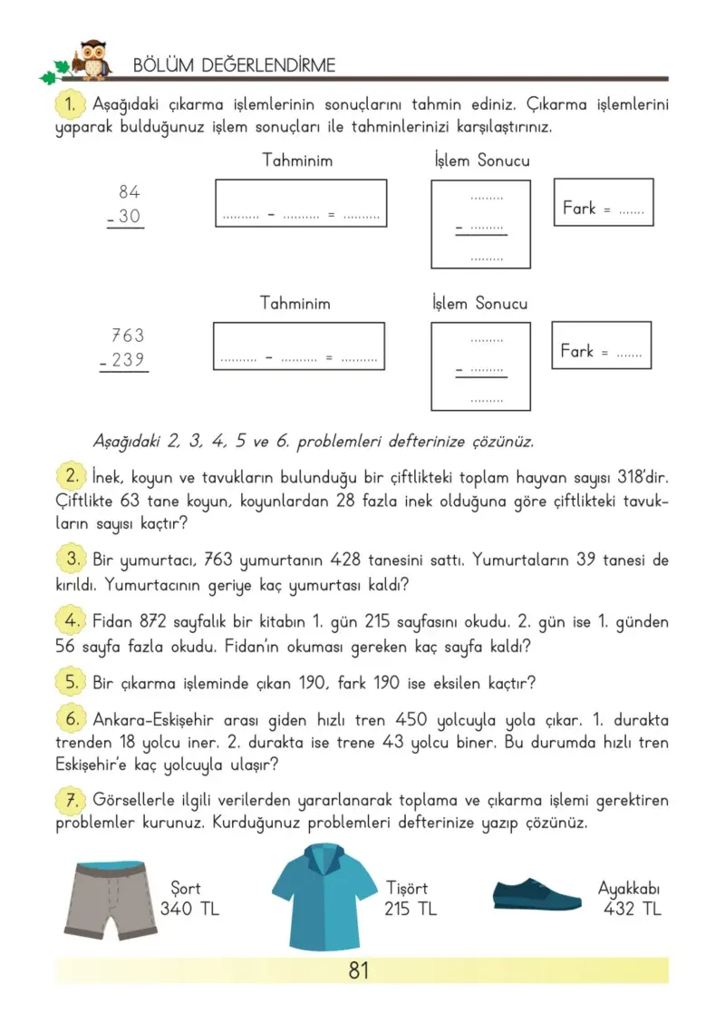 3. Sınıf Matematik Ders Kitabı Cevapları Meb Yayınları Sayfa 81