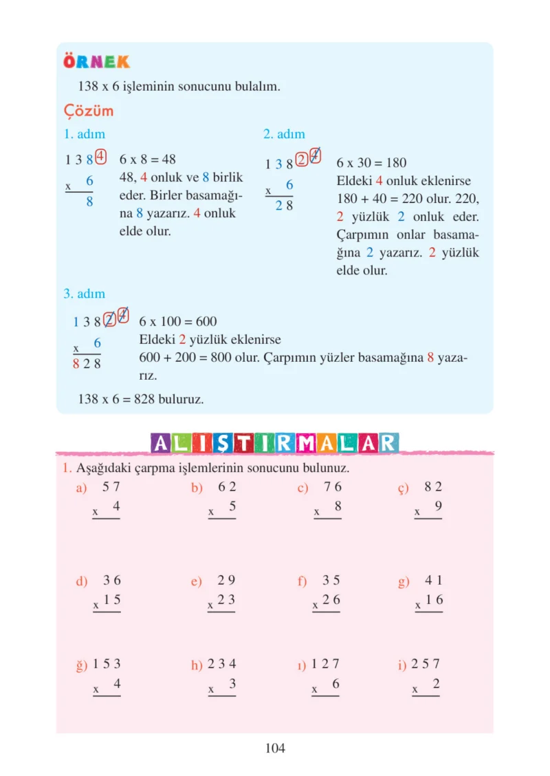3. Sınıf Matematik Ders Kitabı Cevapları Tuna Matbacılık Yayınları Sayfa 104