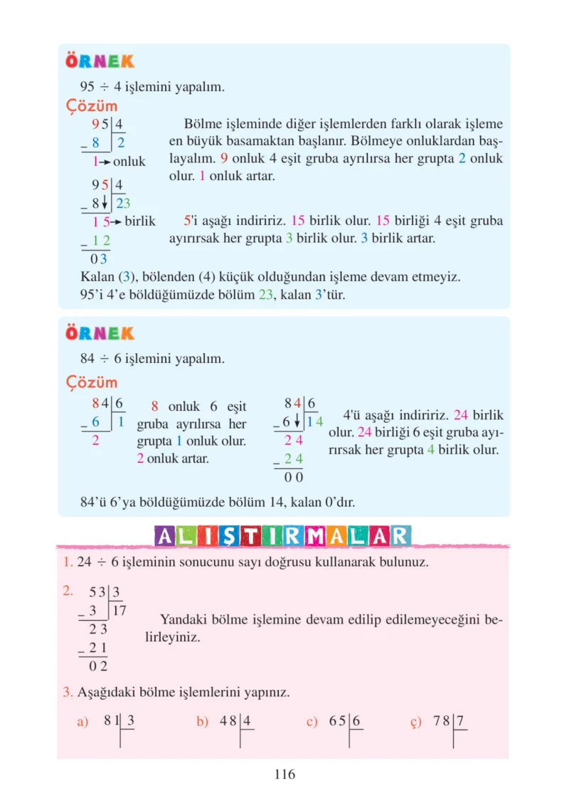 3. Sınıf Matematik Ders Kitabı Cevapları Tuna Matbacılık Yayınları Sayfa 116
