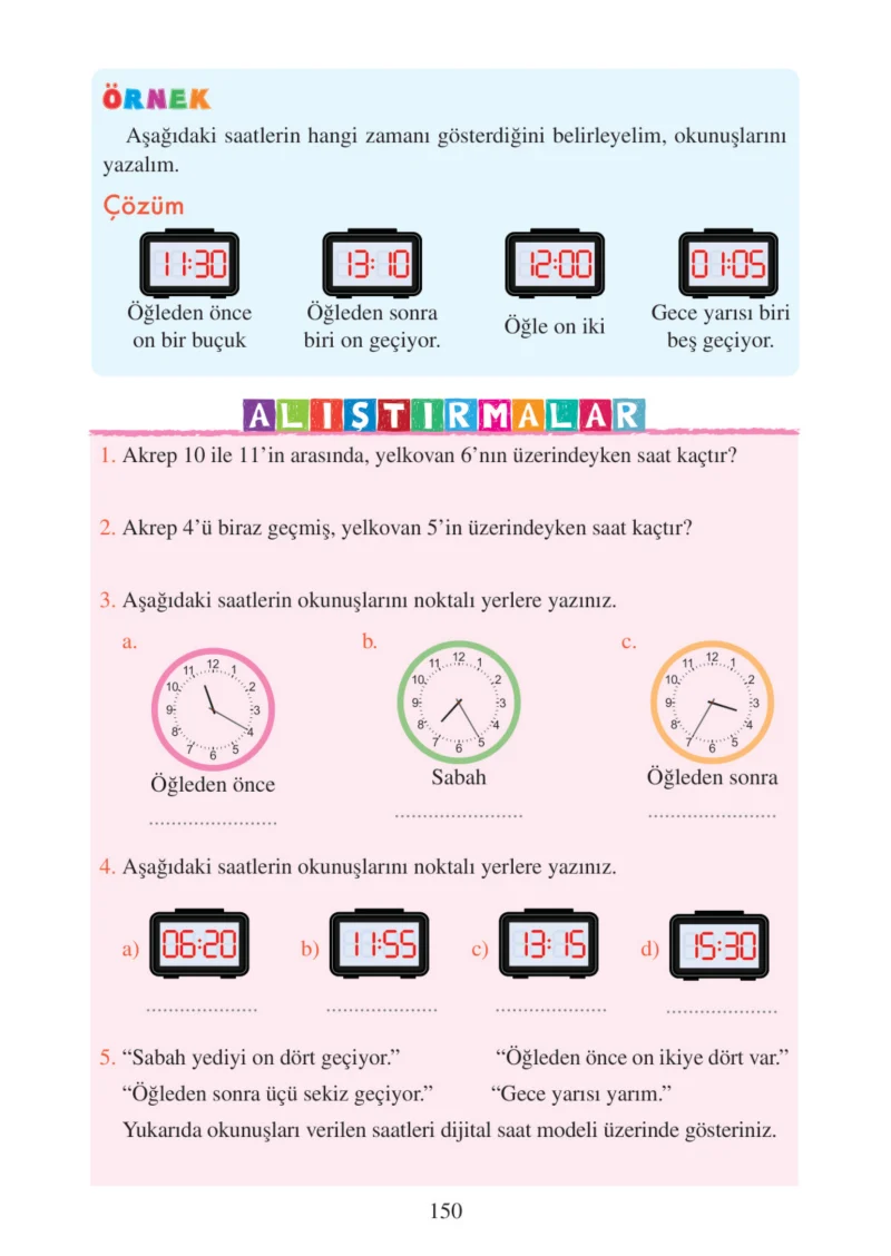 3. Sınıf Matematik Ders Kitabı Cevapları Tuna Matbacılık Yayınları Sayfa 150