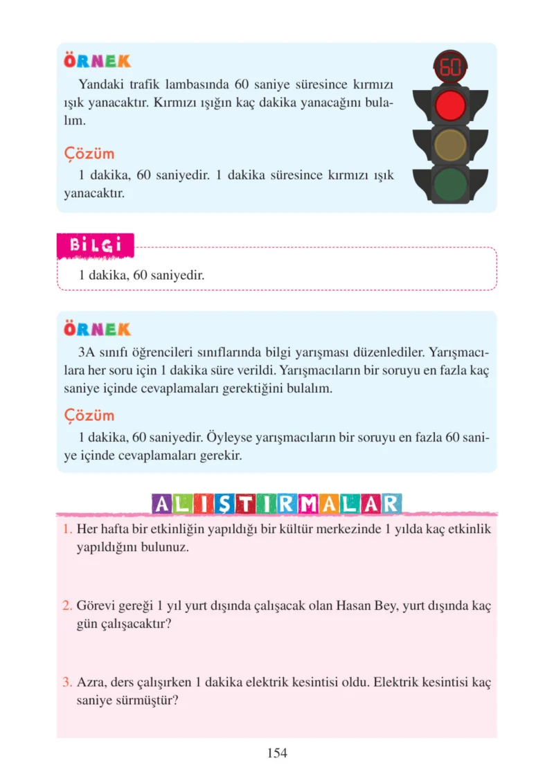 3. Sınıf Matematik Ders Kitabı Cevapları Tuna Matbacılık Yayınları Sayfa 154