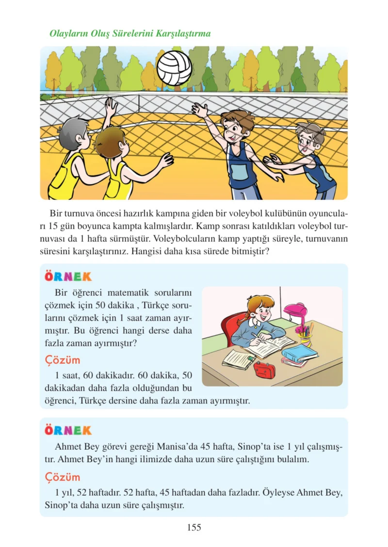 3. Sınıf Matematik Ders Kitabı Cevapları Tuna Matbacılık Yayınları Sayfa 155