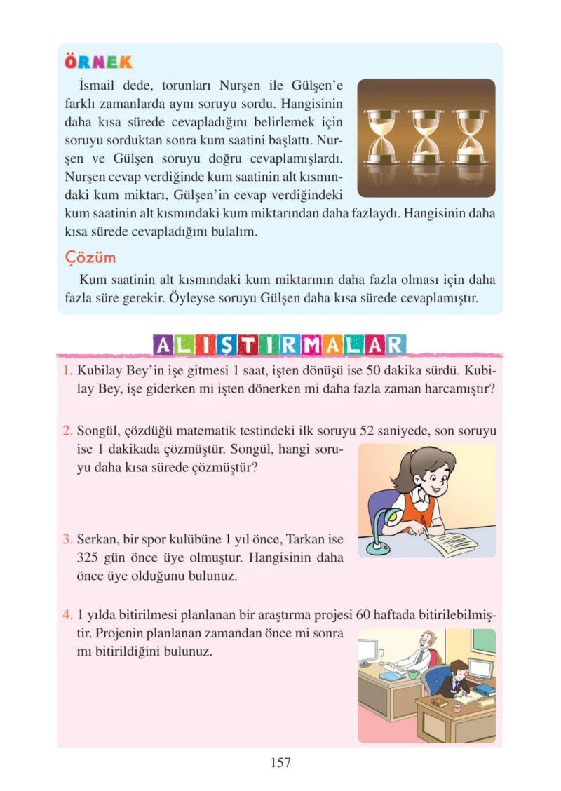3. Sınıf Matematik Ders Kitabı Cevapları Tuna Matbacılık Yayınları Sayfa 157