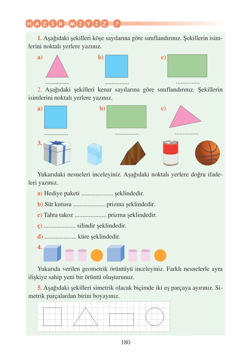 3. Sınıf Matematik Ders Kitabı Cevapları Tuna Matbacılık Yayınları Sayfa 180