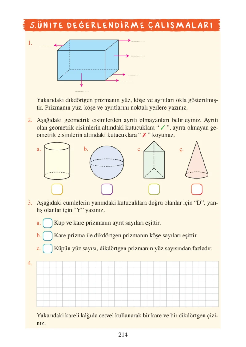 3. Sınıf Matematik Ders Kitabı Cevapları Tuna Matbacılık Yayınları Sayfa 214