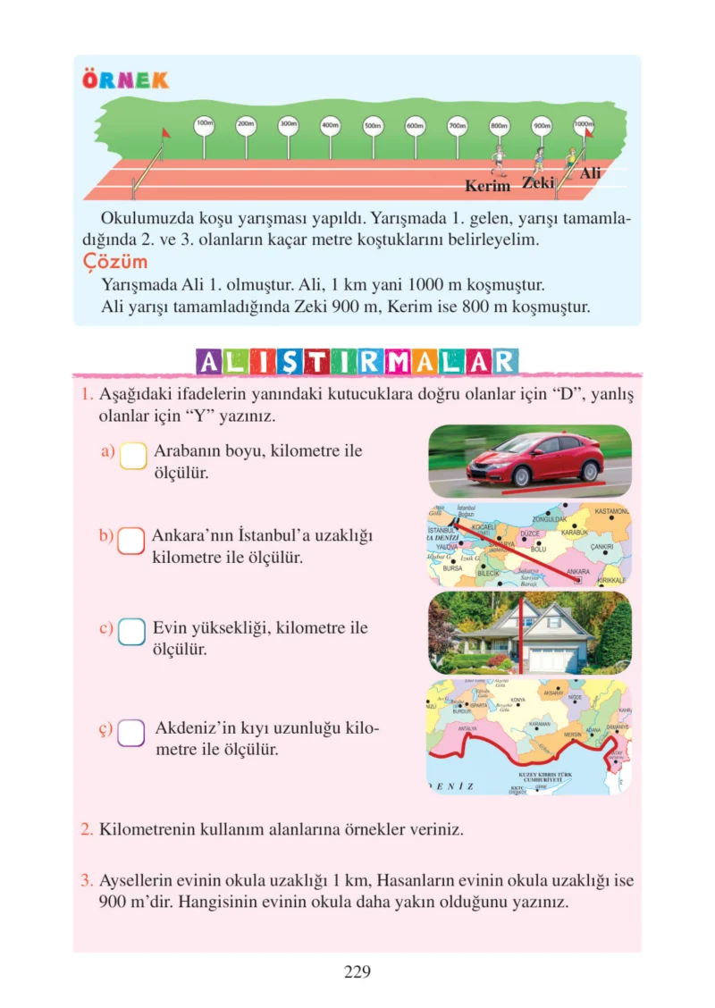 3. Sınıf Matematik Ders Kitabı Cevapları Tuna Matbacılık Yayınları Sayfa 229