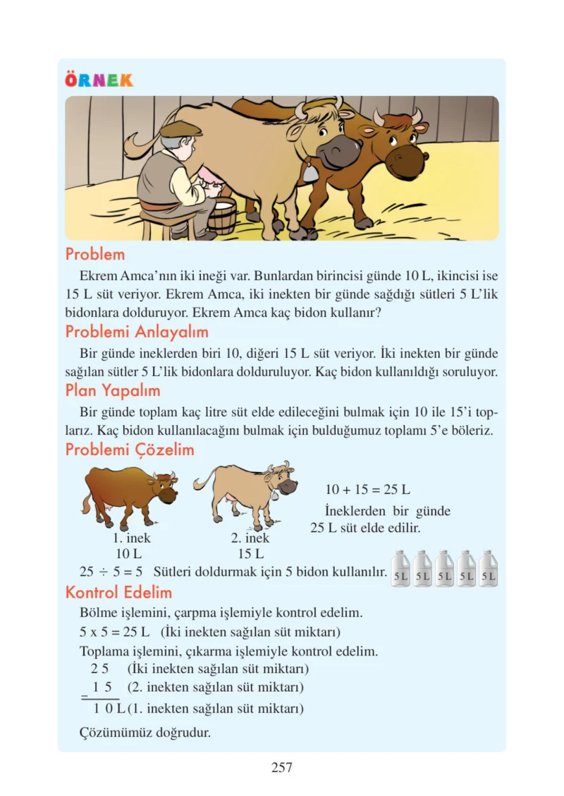 3. Sınıf Matematik Ders Kitabı Cevapları Tuna Matbacılık Yayınları Sayfa 257