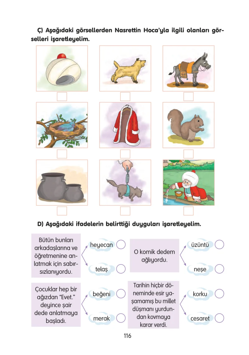 3. Sınıf Türkçe Ders Kitabı Cevapları Gizem Yayınları Sayfa 116