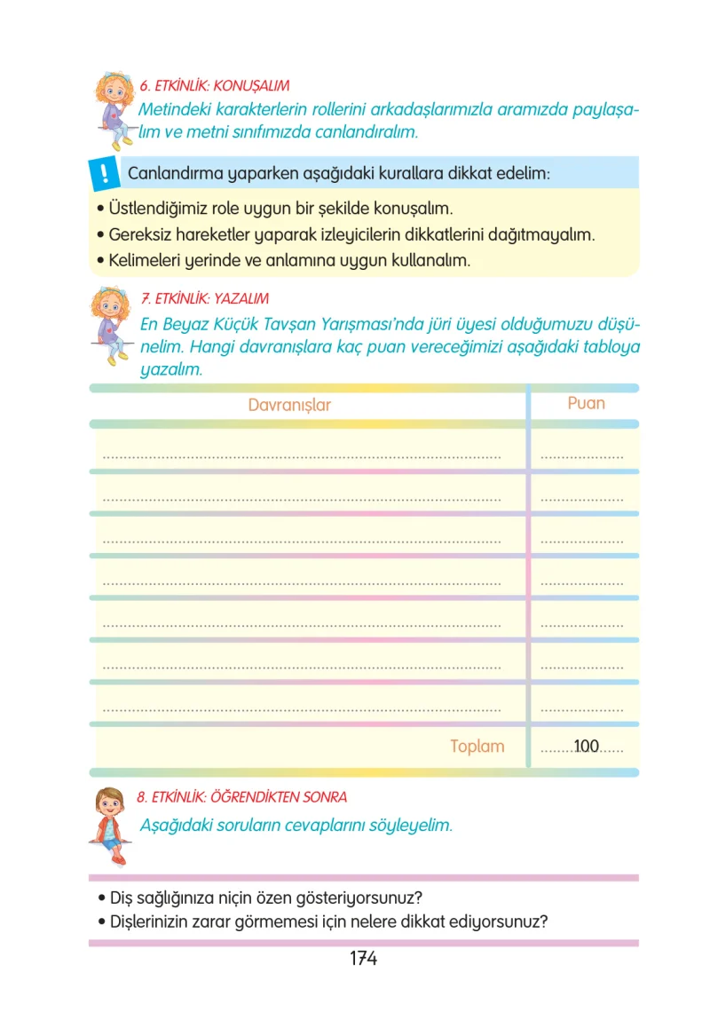 3. Sınıf Türkçe Ders Kitabı Cevapları Gizem Yayınları Sayfa 174