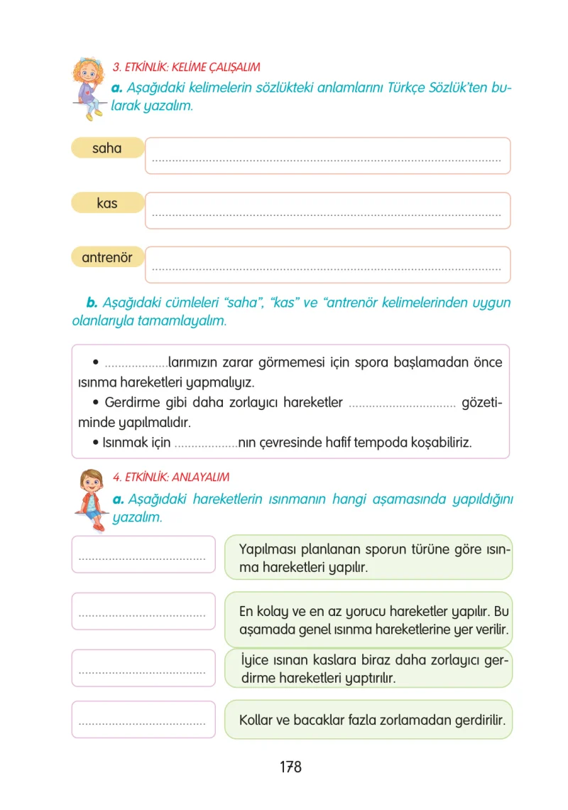 3. Sınıf Türkçe Ders Kitabı Cevapları Gizem Yayınları Sayfa 178