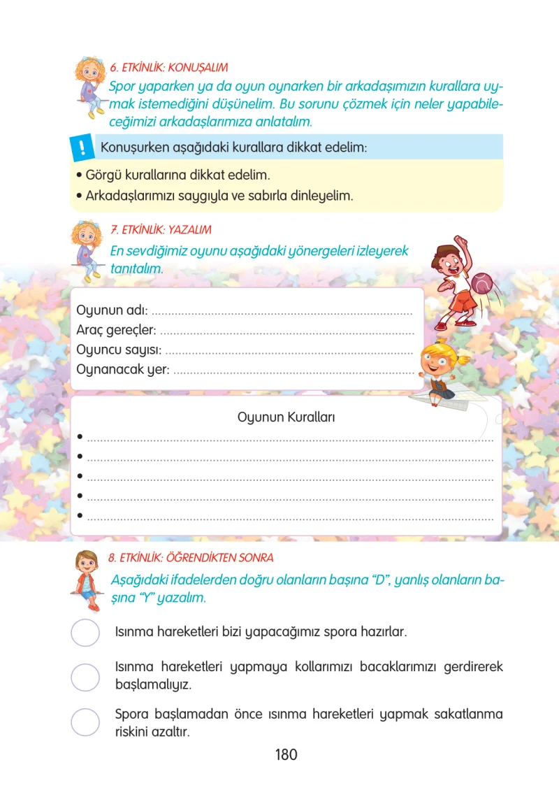 3. Sınıf Türkçe Ders Kitabı Cevapları Gizem Yayınları Sayfa 180