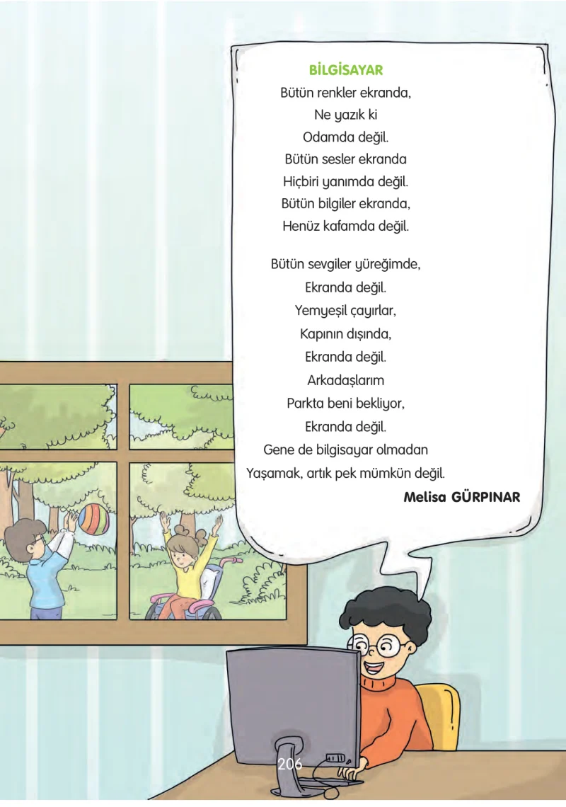 3. Sınıf Türkçe Ders Kitabı Cevapları Gizem Yayınları Sayfa 206