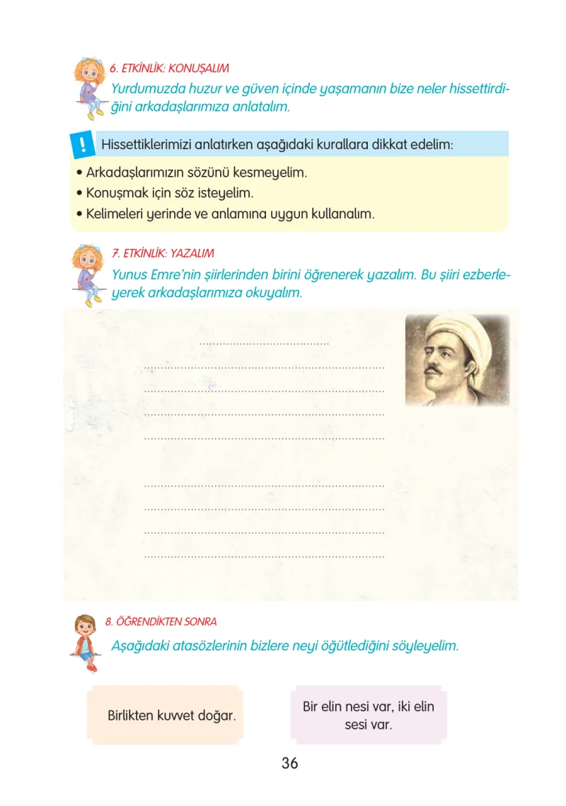 3. Sınıf Türkçe Ders Kitabı Cevapları Gizem Yayınları Sayfa 36