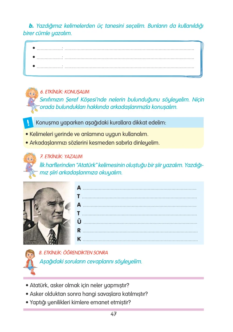 3. Sınıf Türkçe Ders Kitabı Cevapları Gizem Yayınları Sayfa 47