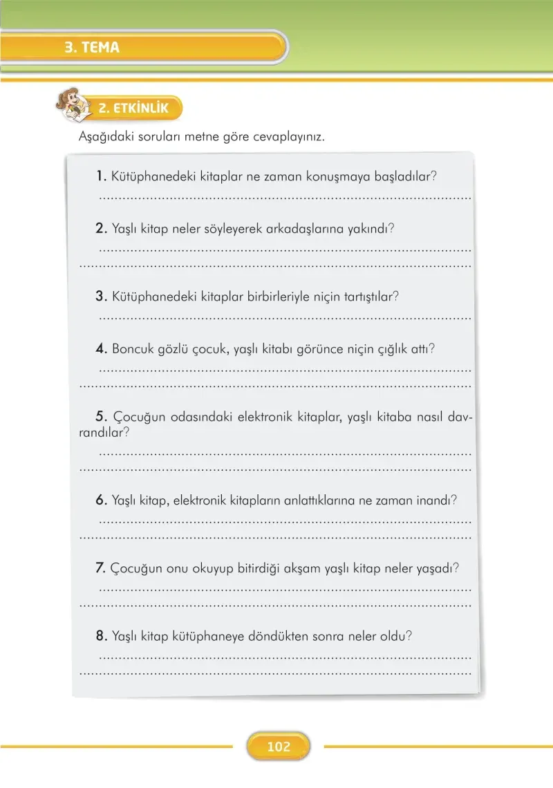3. Sınıf Türkçe Ders Kitabı Cevapları İlke Yayınları Sayfa 102