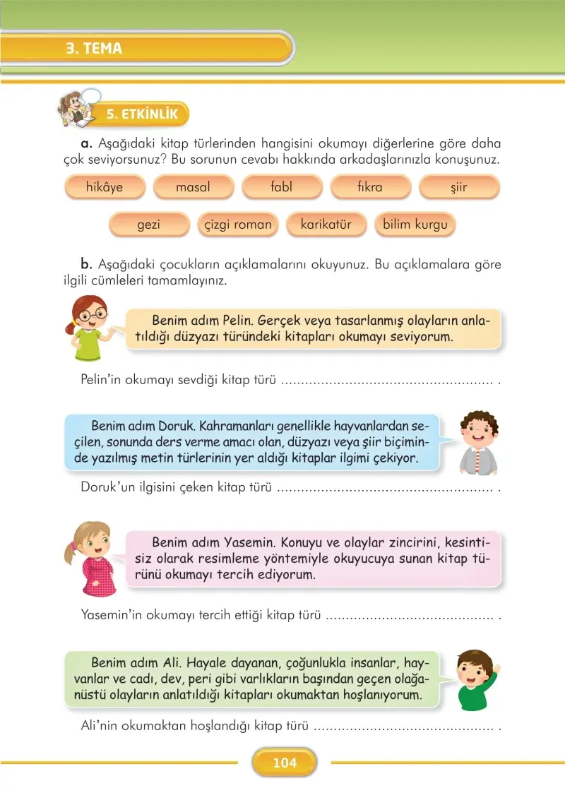 3. Sınıf Türkçe Ders Kitabı Cevapları İlke Yayınları Sayfa 104