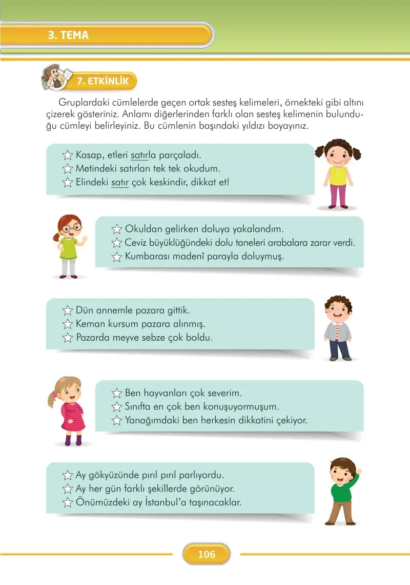 3. Sınıf Türkçe Ders Kitabı Cevapları İlke Yayınları Sayfa 106