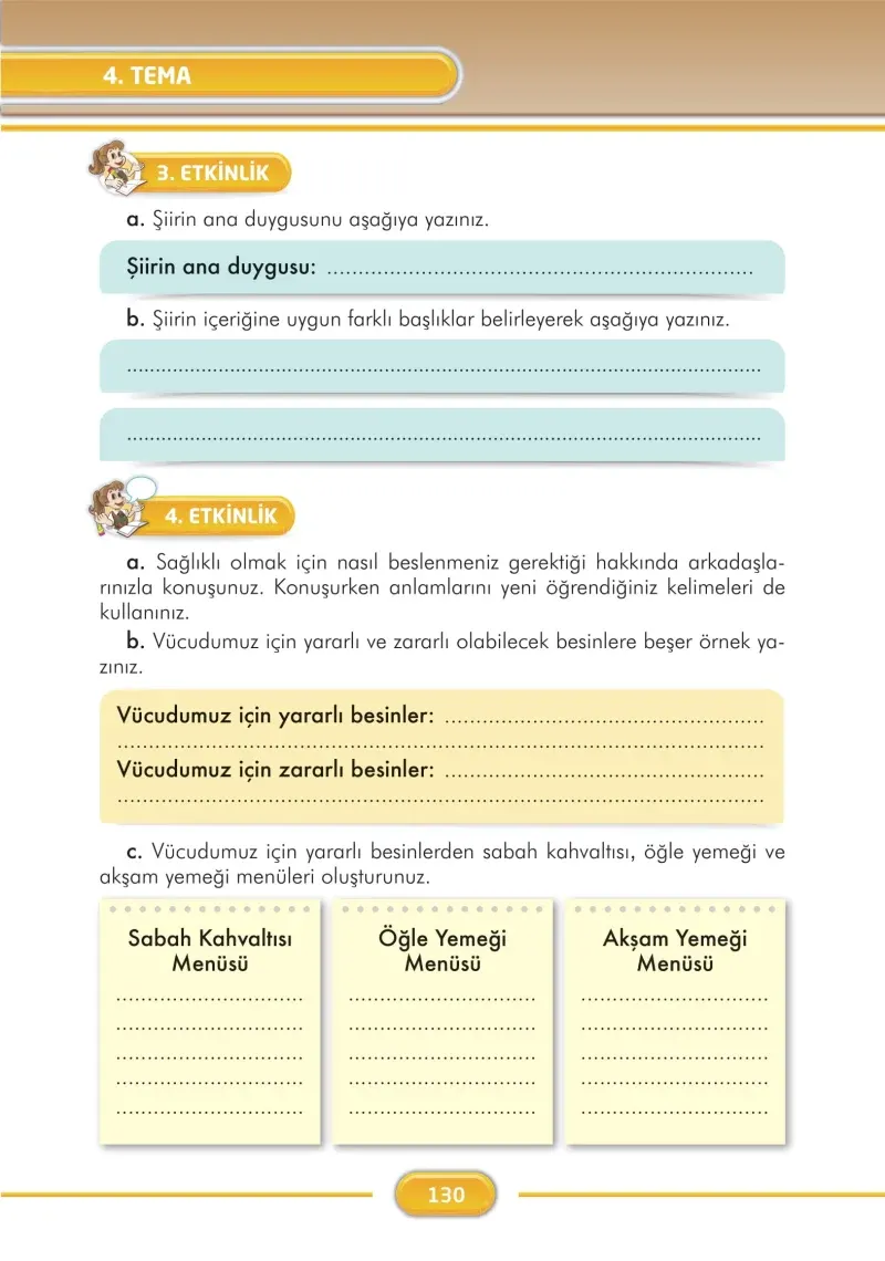 3. Sınıf Türkçe Ders Kitabı Cevapları İlke Yayınları Sayfa 130