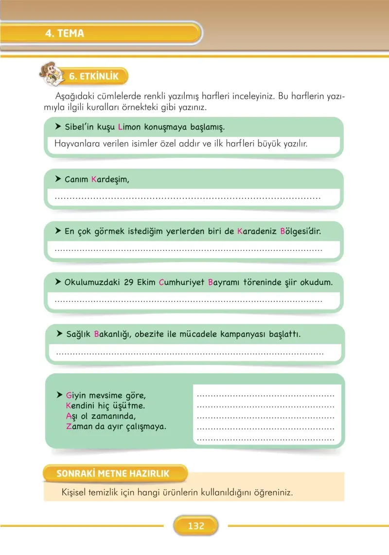3. Sınıf Türkçe Ders Kitabı Cevapları İlke Yayınları Sayfa 132
