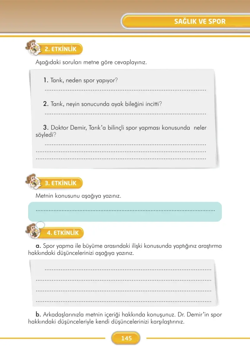 3. Sınıf Türkçe Ders Kitabı Cevapları İlke Yayınları Sayfa 145