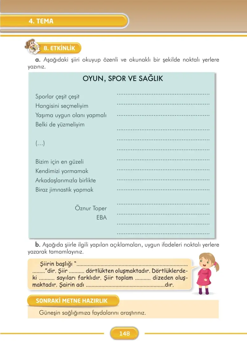 3. Sınıf Türkçe Ders Kitabı Cevapları İlke Yayınları Sayfa 148