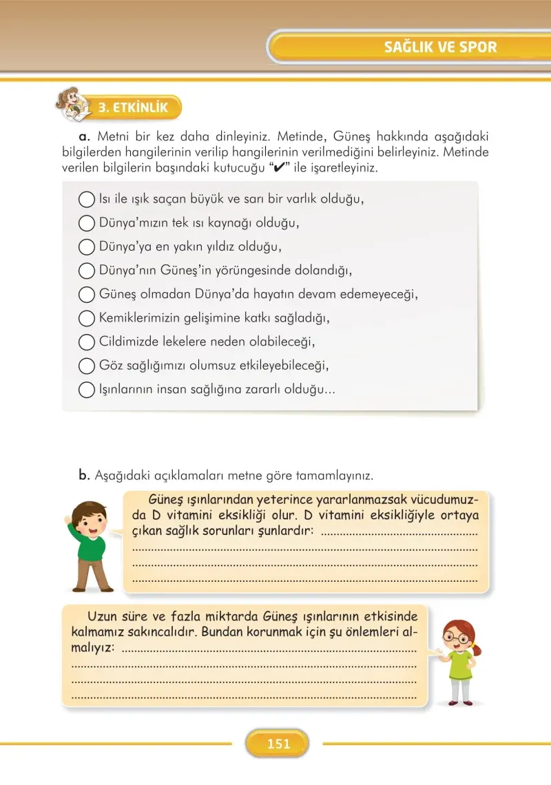 3. Sınıf Türkçe Ders Kitabı Cevapları İlke Yayınları Sayfa 151