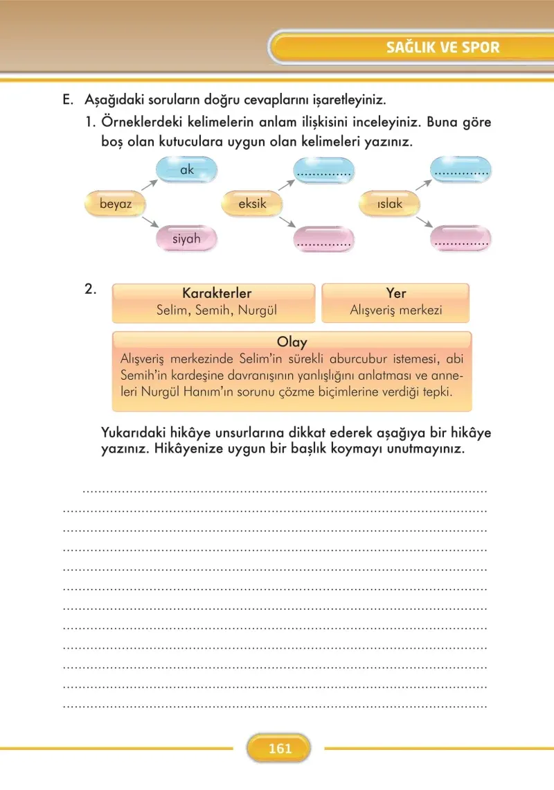 3. Sınıf Türkçe Ders Kitabı Cevapları İlke Yayınları Sayfa 161