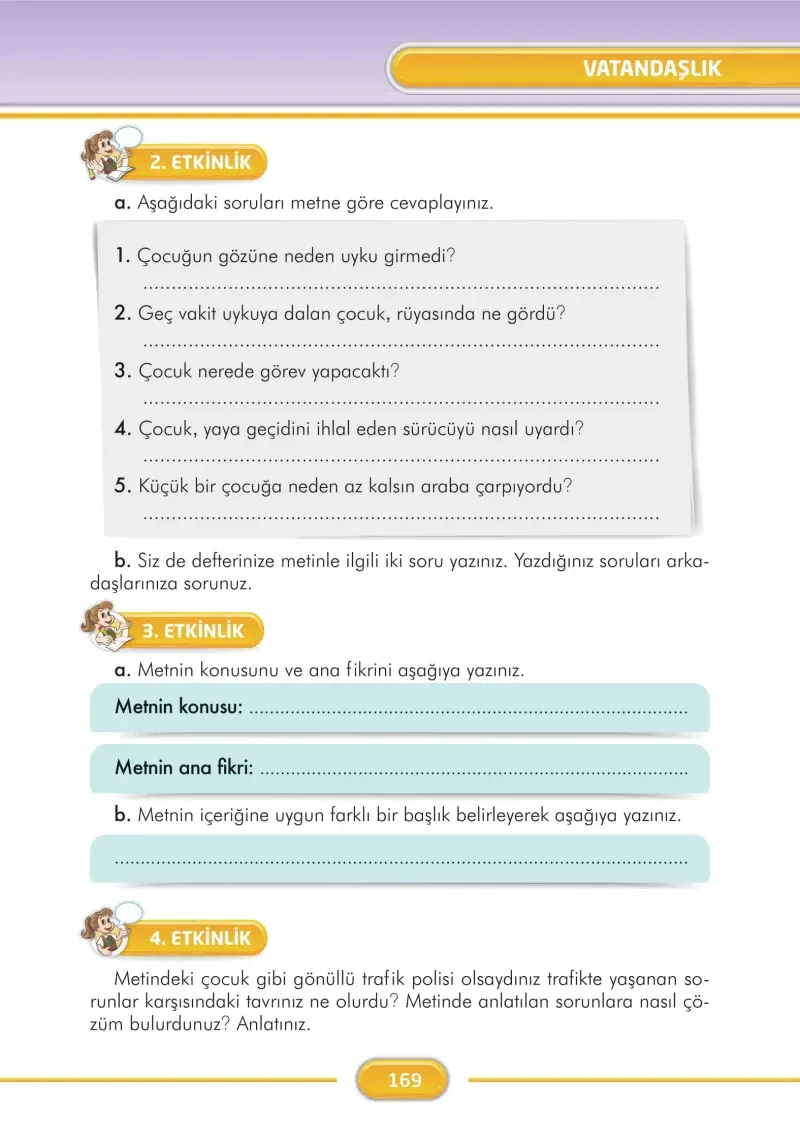3. Sınıf Türkçe Ders Kitabı Cevapları İlke Yayınları Sayfa 169