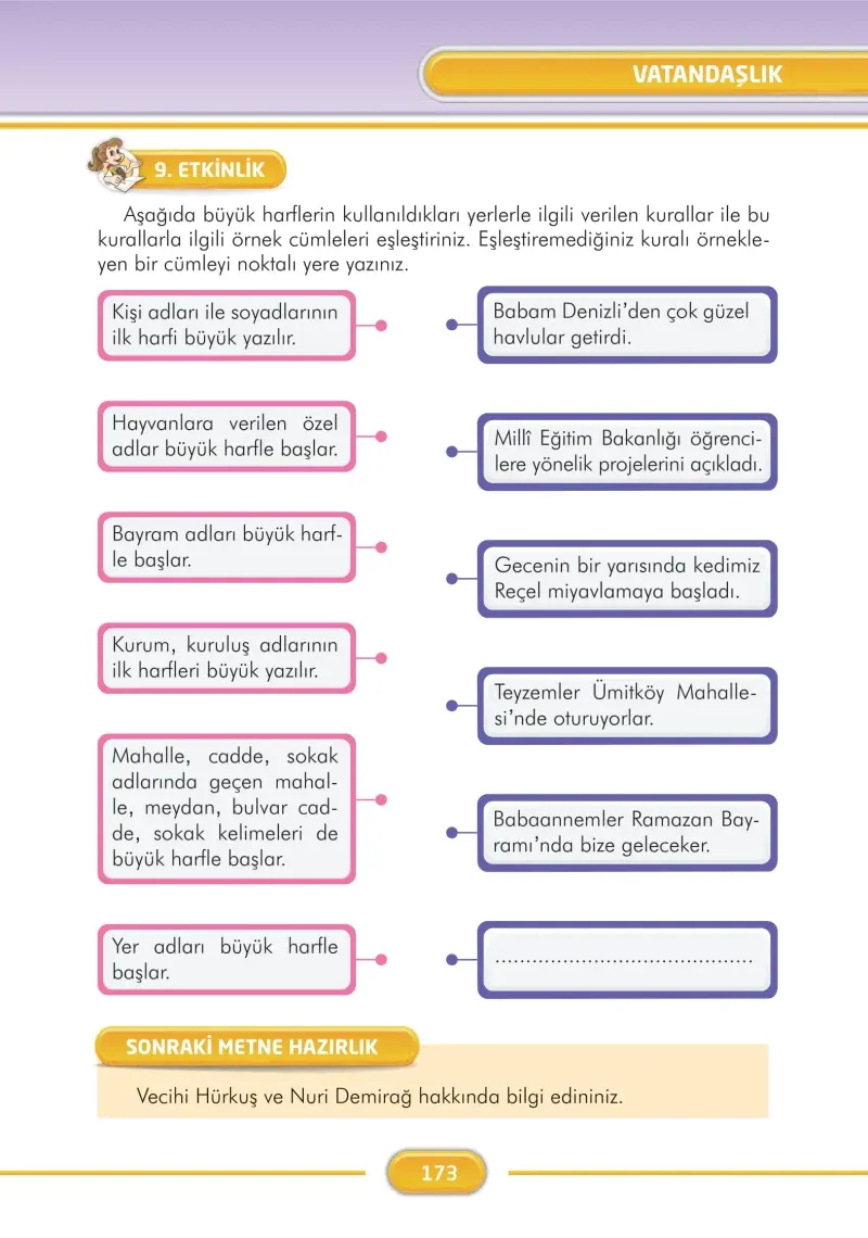 3. Sınıf Türkçe Ders Kitabı Cevapları İlke Yayınları Sayfa 173