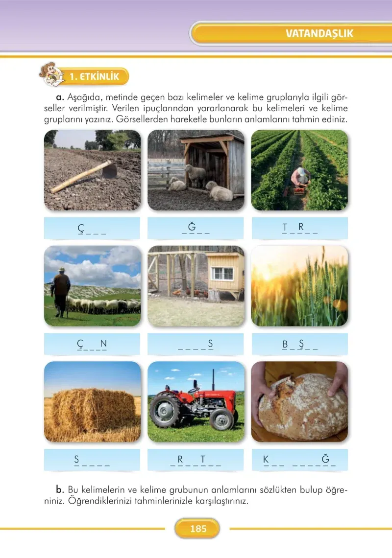 3. Sınıf Türkçe Ders Kitabı Cevapları İlke Yayınları Sayfa 185