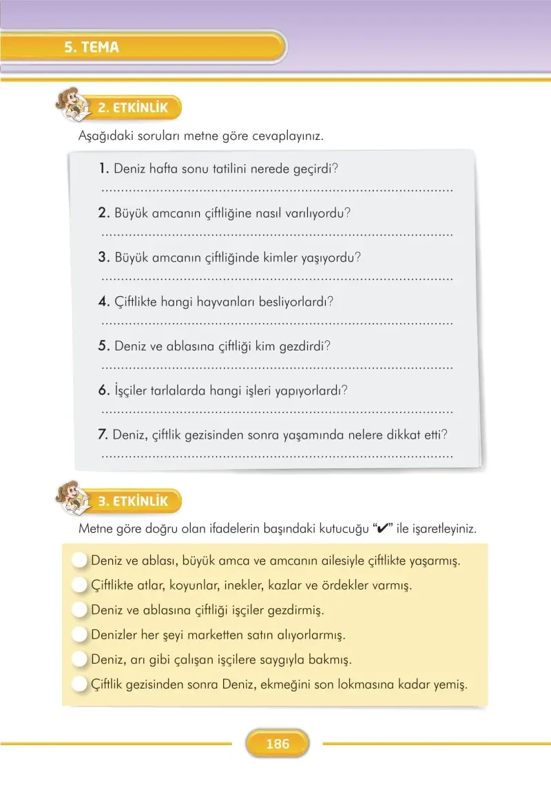 3. Sınıf Türkçe Ders Kitabı Cevapları İlke Yayınları Sayfa 186