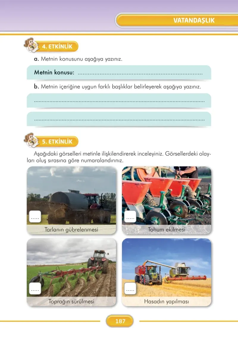 3. Sınıf Türkçe Ders Kitabı Cevapları İlke Yayınları Sayfa 187