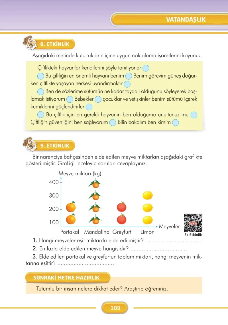 3. Sınıf Türkçe Ders Kitabı Cevapları İlke Yayınları Sayfa 189