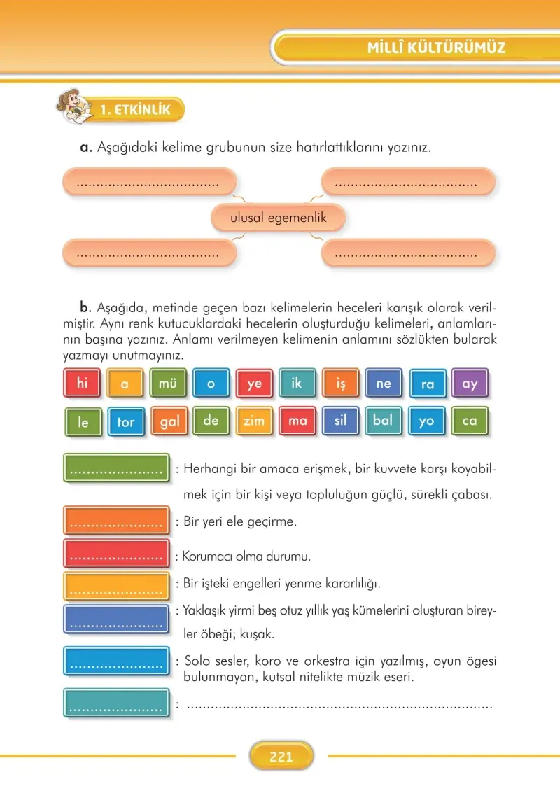 3. Sınıf Türkçe Ders Kitabı Cevapları İlke Yayınları Sayfa 221