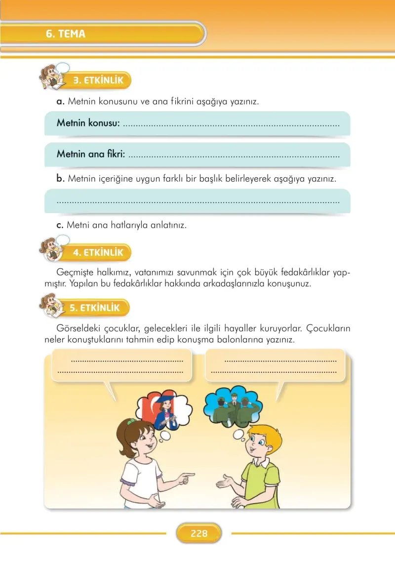 3. Sınıf Türkçe Ders Kitabı Cevapları İlke Yayınları Sayfa 228