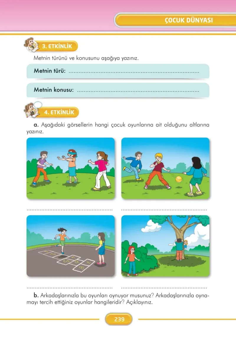3. Sınıf Türkçe Ders Kitabı Cevapları İlke Yayınları Sayfa 239