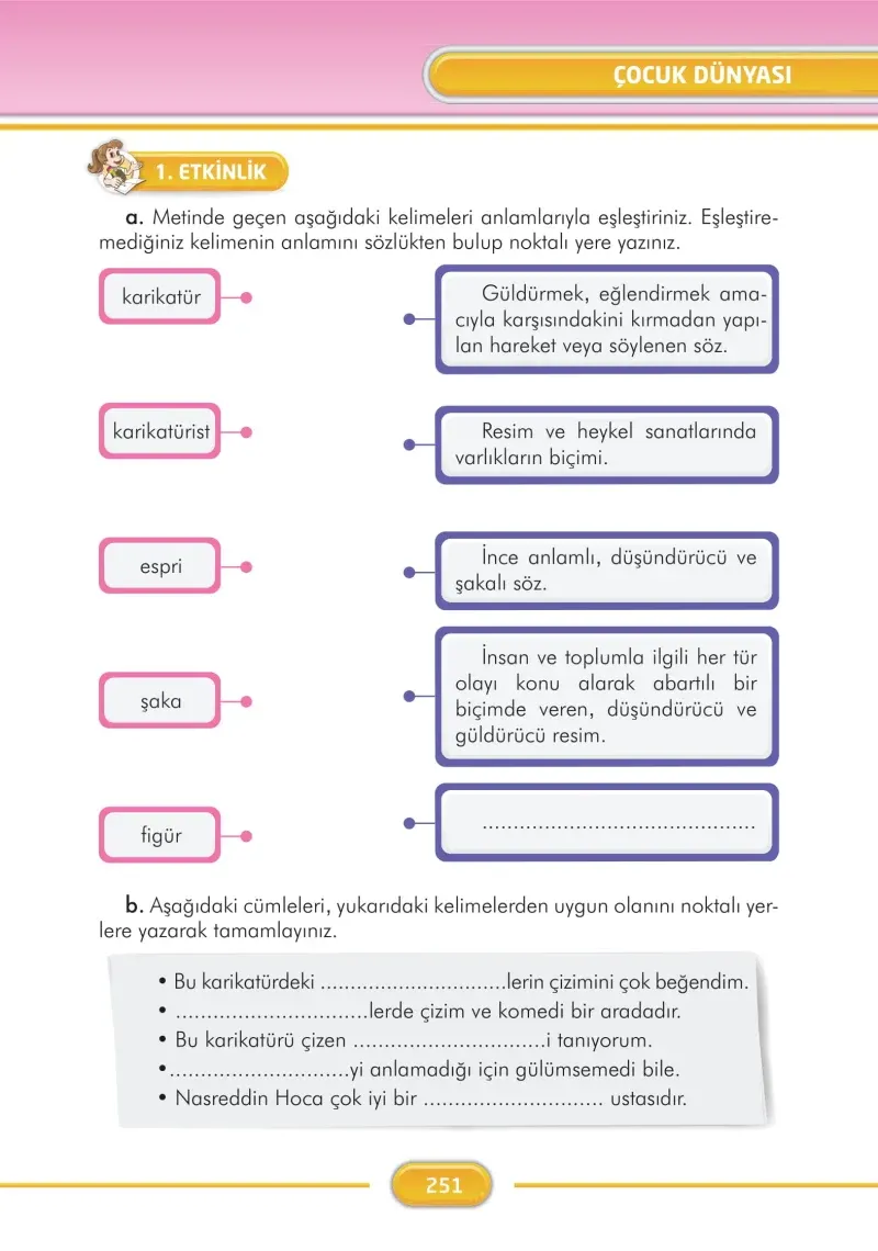 3. Sınıf Türkçe Ders Kitabı Cevapları İlke Yayınları Sayfa 251