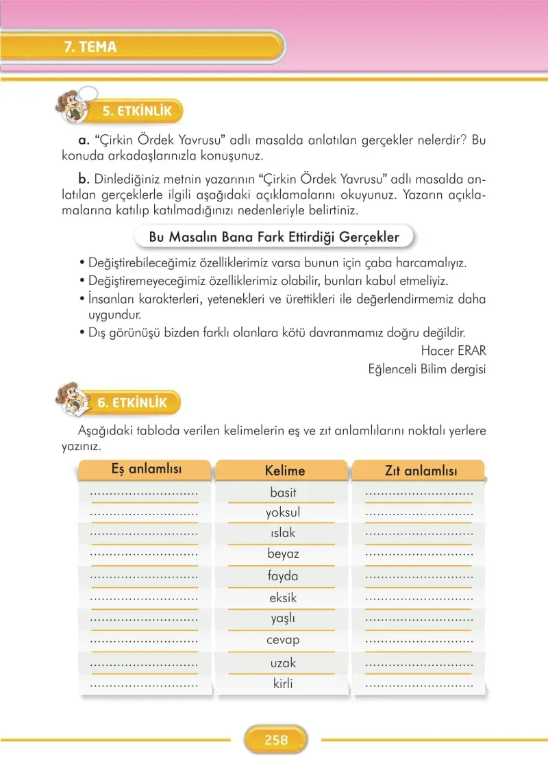 3. Sınıf Türkçe Ders Kitabı Cevapları İlke Yayınları Sayfa 258